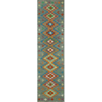 Sangat Kilim Arali Gray/Blue Runner, 2'8x9'10