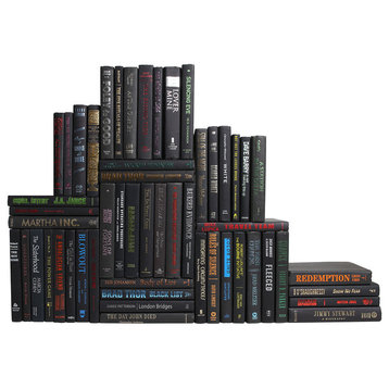 Modern Onyx & Metallic Book Wall, Set of 50