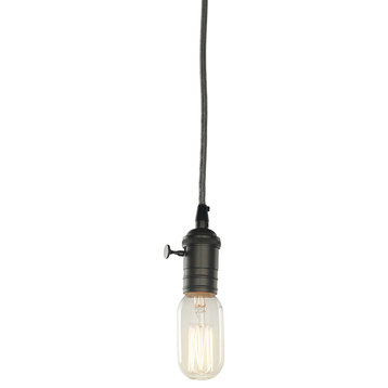 Bulbrite Direct Wire Pendant Kit, Vintage Gunmetal Socket With Silver Cord