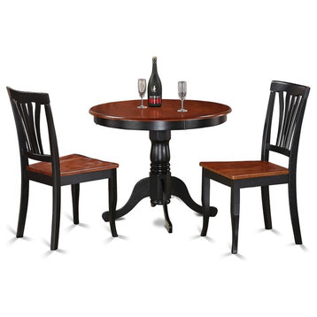 3-Piece Kitchen Nook Dining Set, Small Table and 2 Chairs, Black, Cherry