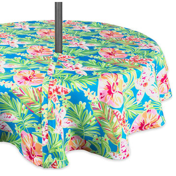 DII Summer Floral Outdoor Tablecloth With Zipper 52 Round