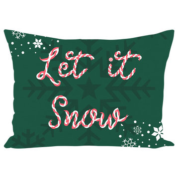 Let it Snow Christmas Throw Pillow, Green, 20x20, With Insert