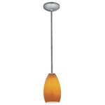 Access Lighting - Access Lighting 28012-1R-BS/MYA Champagne - 9" One Light Glass Pendant with Rod - An array of designs presented in variety of colorsChampagne 9" One Lig Brushed Steel *UL Approved: YES Energy Star Qualified: n/a ADA Certified: n/a  *Number of Lights: Lamp: 1-*Wattage:100w A-19 E-26 Incandescent bulb(s) *Bulb Included:No *Bulb Type:A-19 E-26 Incandescent *Finish Type:Brushed Steel