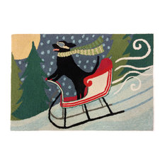 Liora Manne Frontporch Sledding Dog Indoor/Outdoor Rug Multi 2'6x4'