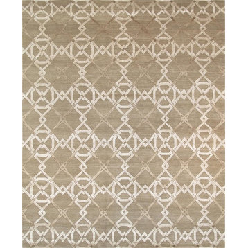 Pasargad Modern Hand-Knotted Silk & Wool Area Rug, 8'1"x10'1"