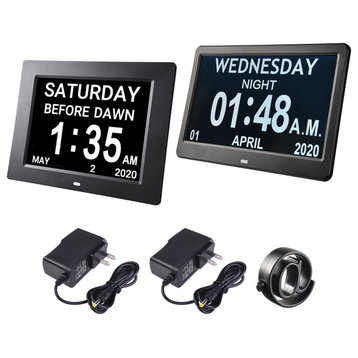 Yescom LCD Day Clock Digital Calendar Alarm Large Display Dementia Home 2 Pack