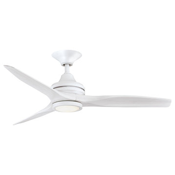 Fanimation Spitfire Ceiling 48" Fan With LED Light, Matte White/White Washed