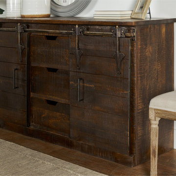 Wyatt Barn Door Console - Brown