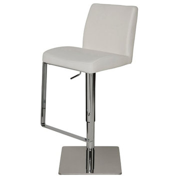 Nuevo Lewis Adjustable Leather Bar Stool in White