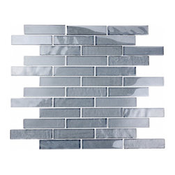 GBM Manufacturing - Landscape 1"x4" Textured Glass Linear Mosaic Tile,Gray - Mosaic Tile
