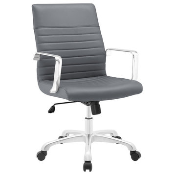 Finesse Mid Back Faux Leather Office Chair, Gray