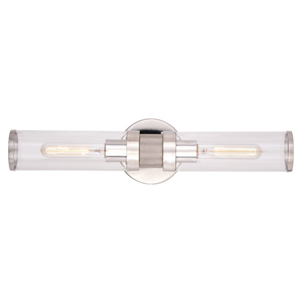 Levitt 2 Light Mid Century Industrial Bathroom Vanity Fixture, Polishe