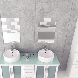Abaco 59 inch Double Vessel Sink Bathroom Vanity White Porcelain Sinks - Bathroom Vanities And Sink Consoles