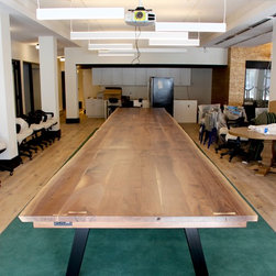 Walnut Work Table with Built-in USB/Power Outlets - Desks And Hutches