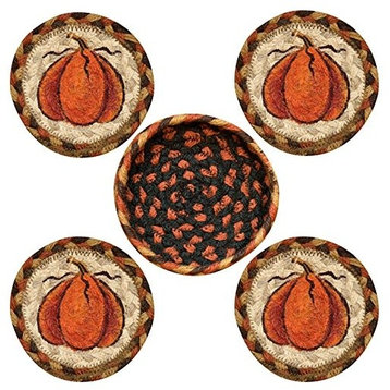 Charvest Pumpkin Coasters, A Basket, 5"x5"