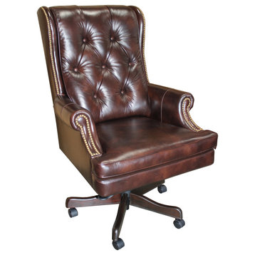 Parker Living Leather Desk Chair Havana With Brown Base