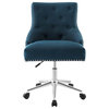 Azure Regent Tufted Button Swivel Upholstered Fabric Office Chair