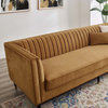 Tufted Sofa, Velvet, Brown, Modern, Living Lounge Room Hotel Lobby Hospitality