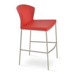 CAPRI LOW BACK CHROME BAR-RED PPM - Bar Stools And Counter Stools
