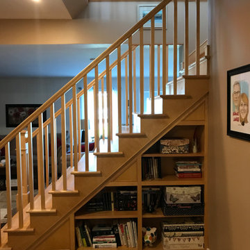 Birch stair creatively fit into tight space