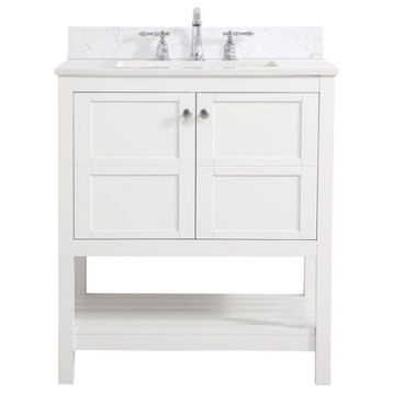 Elegant VF16430WH-BS 30"Single Bathroom Vanity, White With Backsplash