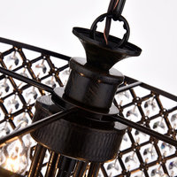 Marya 4-Light Black Metal Round Beaded Drum Chandelier Hanging Crystals Glam