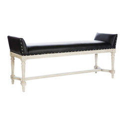 Long Simon Bench in a Parker Grey Finish - Upholstered Benches
