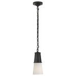Visual Comfort - Robinson Pendant, 1-Light, Bronze, White Glass, 4.75"W (TOB 5751BZ-WG 2V4TP) - This beautiful pendant will magnify your home with a perfect mix of fixture and function. This fixture adds a clean, refined look to your living space. Elegant lines, sleek and high-quality contemporary finishes.Visual Comfort has been the premier resource for signature designer lighting. For over 30 years, Visual Comfort has produced lighting with some of the most influential names in design using natural materials of exceptional quality and distinctive, hand-applied, living finishes.