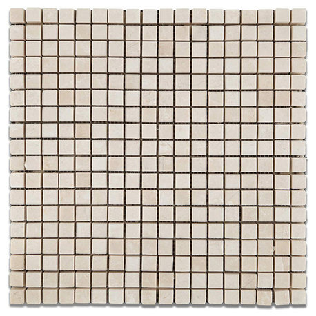 White Pearl / Botticino Marble 5/8"x5/8" Mosaic Polished