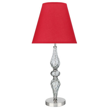 40087-2, 29" High Metal & Glass Table Lamp, Smoke Colored Glass