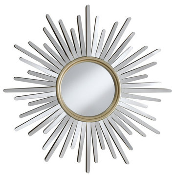 Coaster Beiwen Contemporary Glass Sunburst Wall Mirror in Champagne and Silver