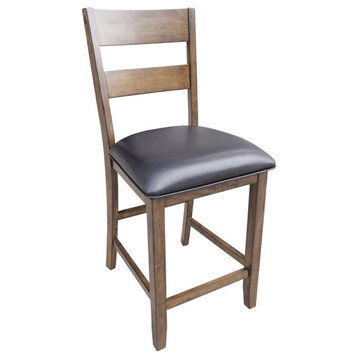 A-America Mariposa 24" Wood Ladderback Counter Stool in Whiskey (Set of 2)