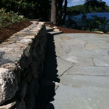 Bluestone patio and Fieldstone wall
