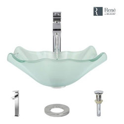 Rene By Elkay R5-5011-R9-7003-C Frosted Glass Vessel Sink with Chrome Vessel Fau - Bathroom Sinks