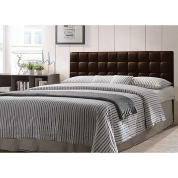 Varya Tufted Faux Leather Upholstered Panel Headboard, Brown, King