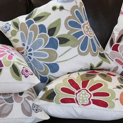 Xia Home Fashions - Crewel Embroidered Flora Linens Collection Set of 4 Placemat - Decorative Pillows