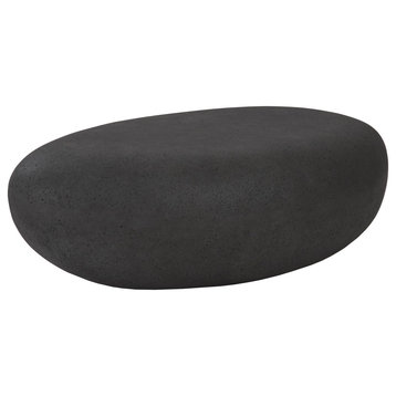 River Stone Coffee Table, Charcoal Stone, 42x26x14"h