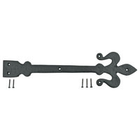 Strap Door Hinge Fleur de Lis Heavy Duty Iron 18