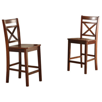 Tartys Counter Height Chair, Cherry, Set of 2