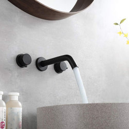 Matte Black Wall Mount Solid Brass Bathroom Faucet - Bathroom Sink Faucets