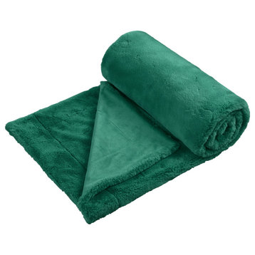 Fox Faux Fur Throw Blanket, Teal Green, 60''x80''