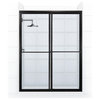 Newport Framed Sliding Shower Door, Towel Bar, Obscure, Matte Black, 46"x70"