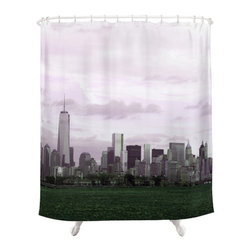 BACK to BASICS - Manhattan Skyline, Fabric Shower Curtain - Shower Curtains