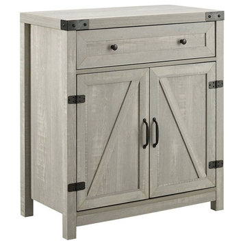 Pemberly Row Farmhouse Engineered Wood Barn Door Accent Cabinet in Stone Gray