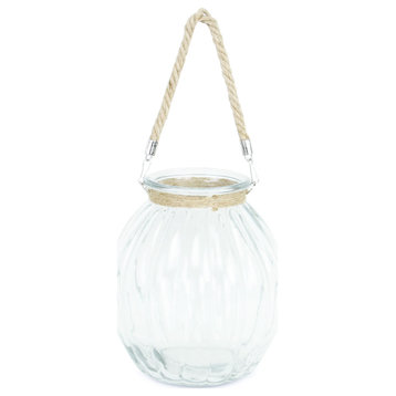 Golena Ribbed Glass Jar with Rope Wrapped Neck