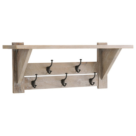 Alaterre Furniture Castleton Mango Wood 40"W Coat Hook with Shelf