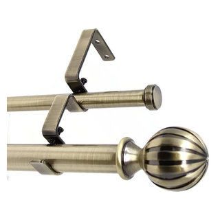 Decopolitan MARBLE BALL DOUBLE CURTAIN ROD SET, 72 to 144-Inches