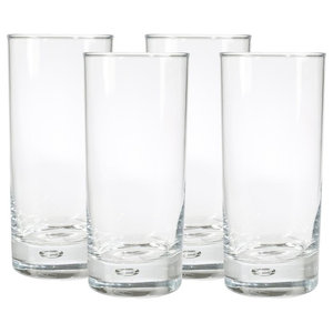 Red Series 16 oz Square Highball Beverage Drinking Glasses Set of 4 