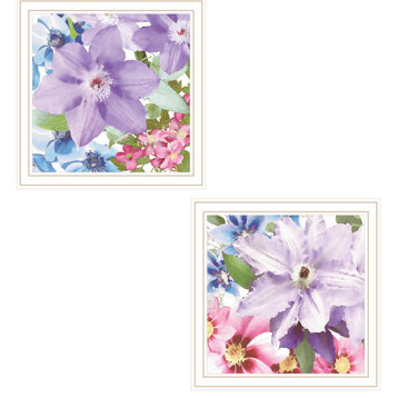 Set of Two Clematis 1 White Framed Print Wall Art