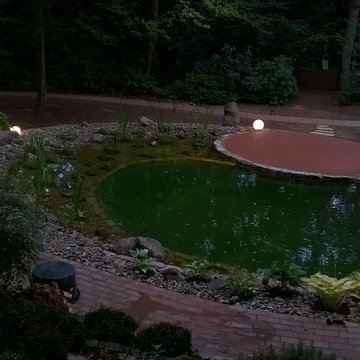 Gartenteich in der Abenddämmerung